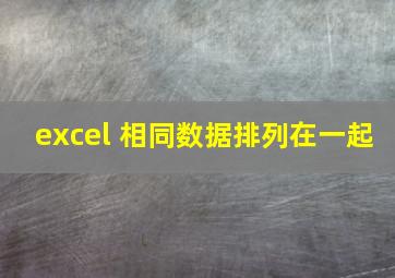 excel 相同数据排列在一起